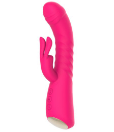 Vibromasseur rabbit rose chauffant avec fonction va-et-vient, USB - WS-NV040